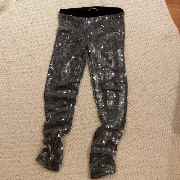 FOLLIES- BLUGIRL- Vintage, Silver and Black Sequence Leggings.  RARE find! - Picture 1 of 5